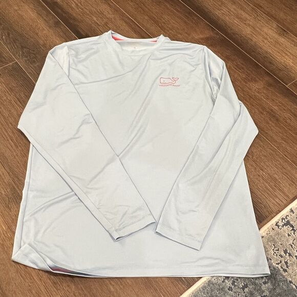 Vineyard Vines Harbor Performance T-Shirt Mens XL Light Blue Whale Logo L / S - Picture 7 of 7